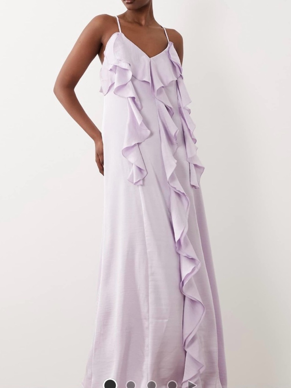 Vero Moda Lilac Ruffle-Trim Maxi Slip Dress